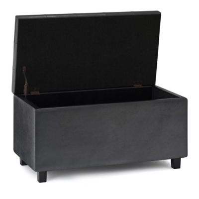 Cosmopolitan Black Faux Air Leather Storage Ottoman, Black, large