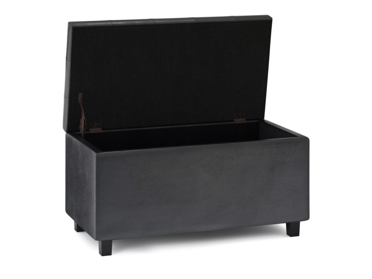 Cosmopolitan Black Faux Air Leather Storage Ottoman, Black, large
