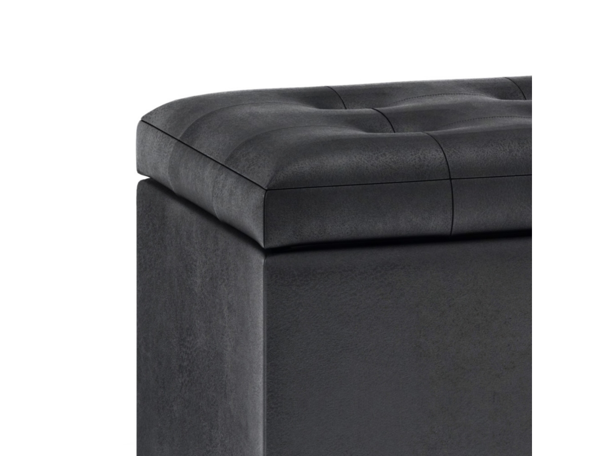 Cosmopolitan Black Faux Air Leather Storage Ottoman, Black, large