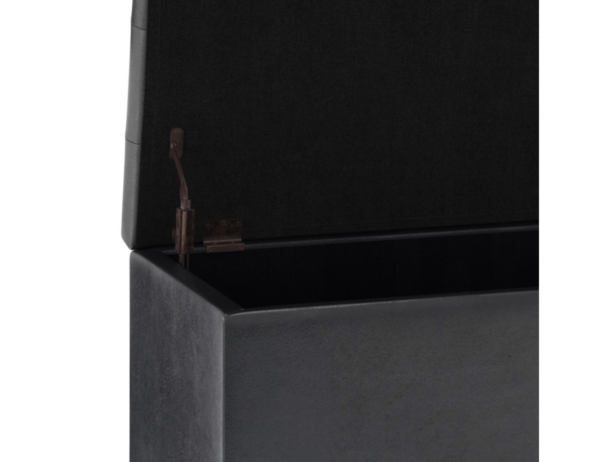 Cosmopolitan Black Faux Air Leather Storage Ottoman, Black, large