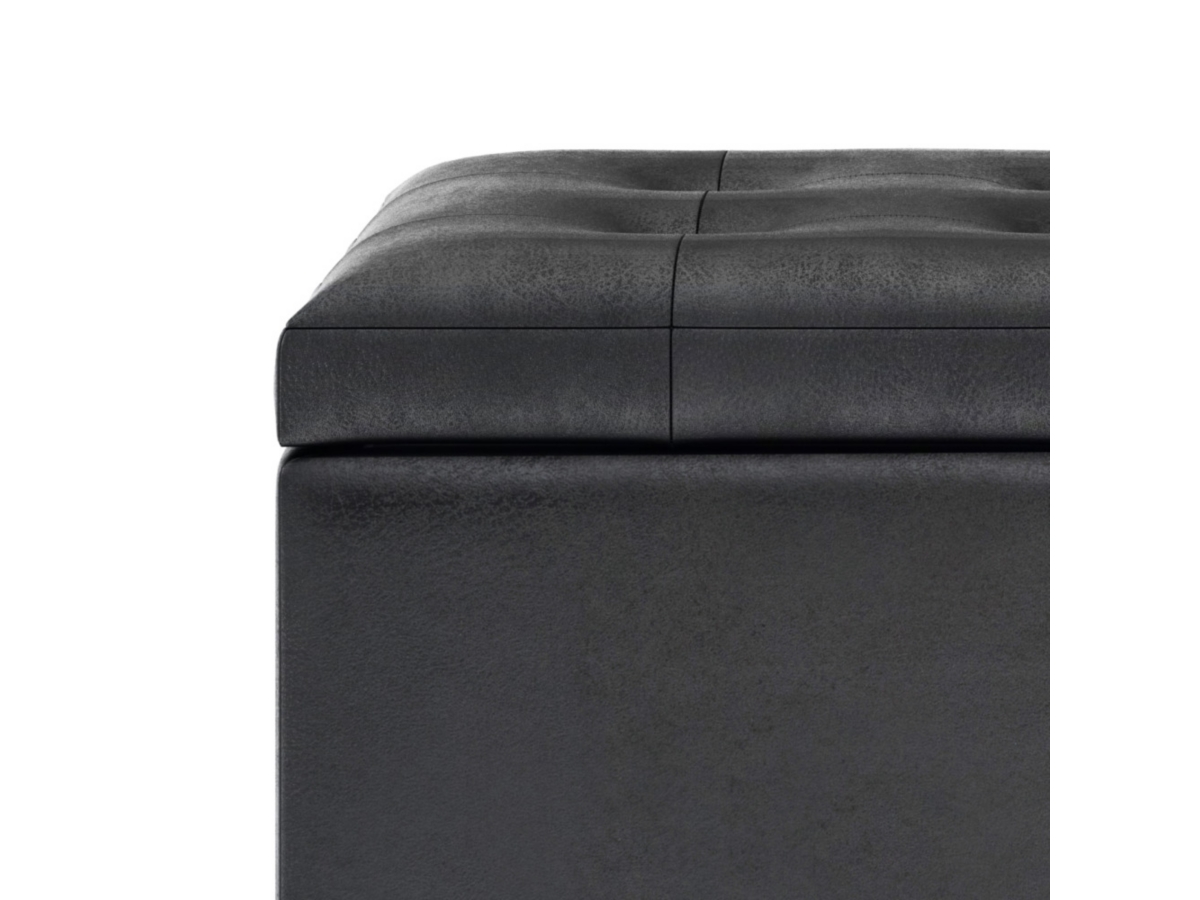 Cosmopolitan Black Faux Air Leather Storage Ottoman, Black, large