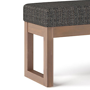 Update your living space with the Milltown Ottoman Bench. Its clean modern style will add a fresh look to your space. Made with durable, high quality Ebony Tweed Fabric for a luxurious feel. This sleek ottoman features a narrow profile which is ideal for an entryway or at the end of a bed and is available in two sizes, making it suitable for just about any room in your home.; Efforts are made to reproduce accurate colors, variations in color may occur due to computer monitor and photography; At Simpli Home we believe in creating excellent, high quality products made from the finest materials at an affordable price. Every one of our products come with a 1-year warranty and easy returns if you are not satisfiedDIMENSIONS:  14.4" D x 44.1" W x 18.3" H; Constructed using pine wood | Upholstered with Ebony Tweed Fabric | Versatile design; Simple assembly; just attach legs | Solid wood framed driftwood color ottoman base and legs; Multi-Functional can be used in living room, family room, entryway or bedroom