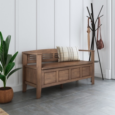 A600015531 Adams Rustic Brown Entryway Storage Bench sku A600015531