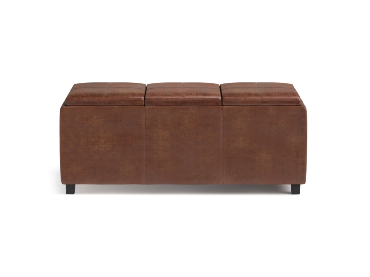 Avalon Brown Faux Air Leather Storage Ottoman, Brown, large