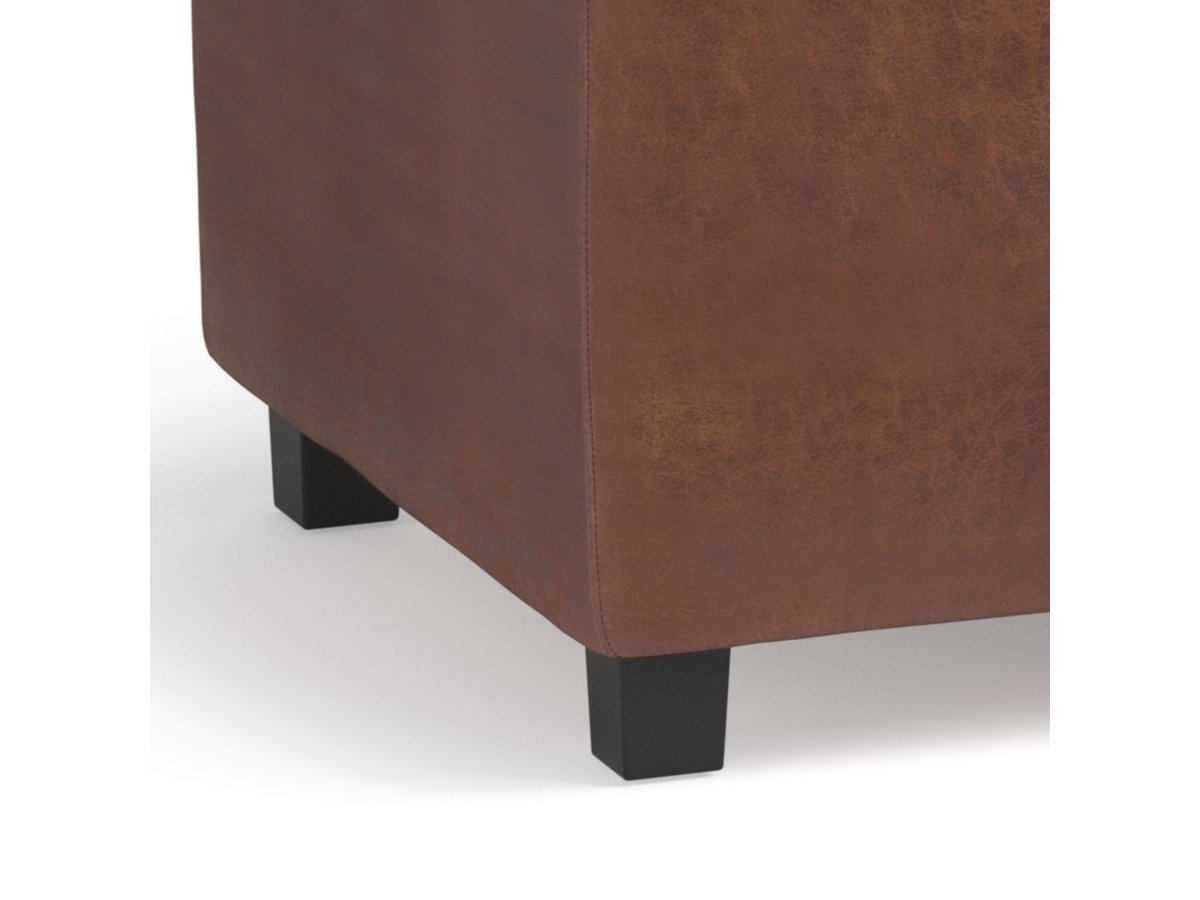 Avalon Brown Faux Air Leather Storage Ottoman, Brown, large