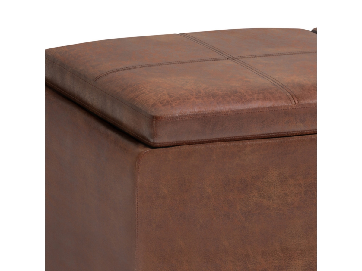 Avalon Brown Faux Air Leather Storage Ottoman, Brown, large