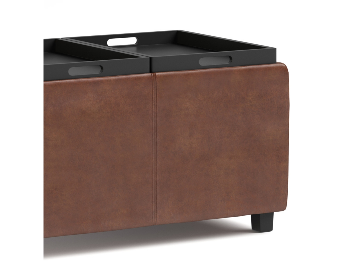 Avalon Brown Faux Air Leather Storage Ottoman, Brown, large