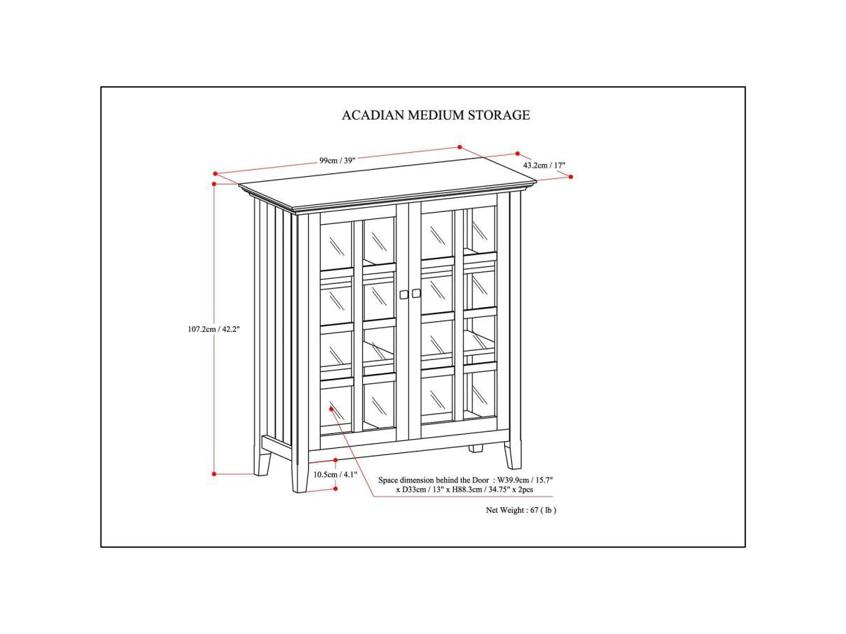 Acadian Rustic White Storage Cabinet, White, large