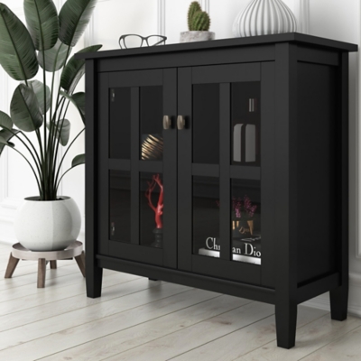 Warm Shaker Rustic Black Storage Cabinet, Black, large