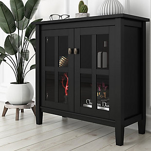 Warm Shaker Rustic Black Storage Cabinet, Black, rollover