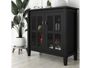 Warm Shaker SOLID WOOD 32 inch Wide Transitional Low Storage Cabinet in Black