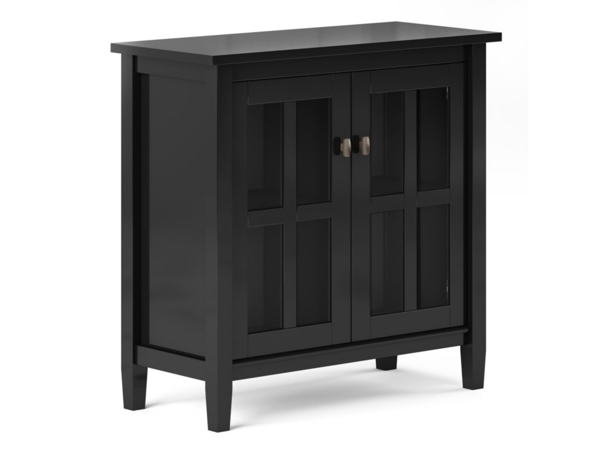 Warm Shaker Rustic Black Storage Cabinet, Black, large