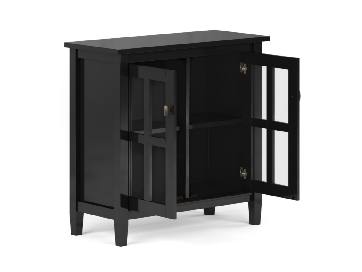 Warm Shaker Rustic Black Storage Cabinet, Black, large