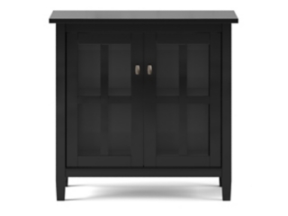 Warm Shaker SOLID WOOD 32 inch Wide Transitional Low Storage Cabinet in Black