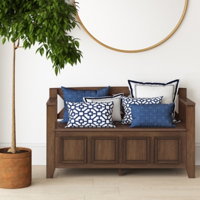 Amherst Rustic Brown Entryway Storage Bench, Brown, large