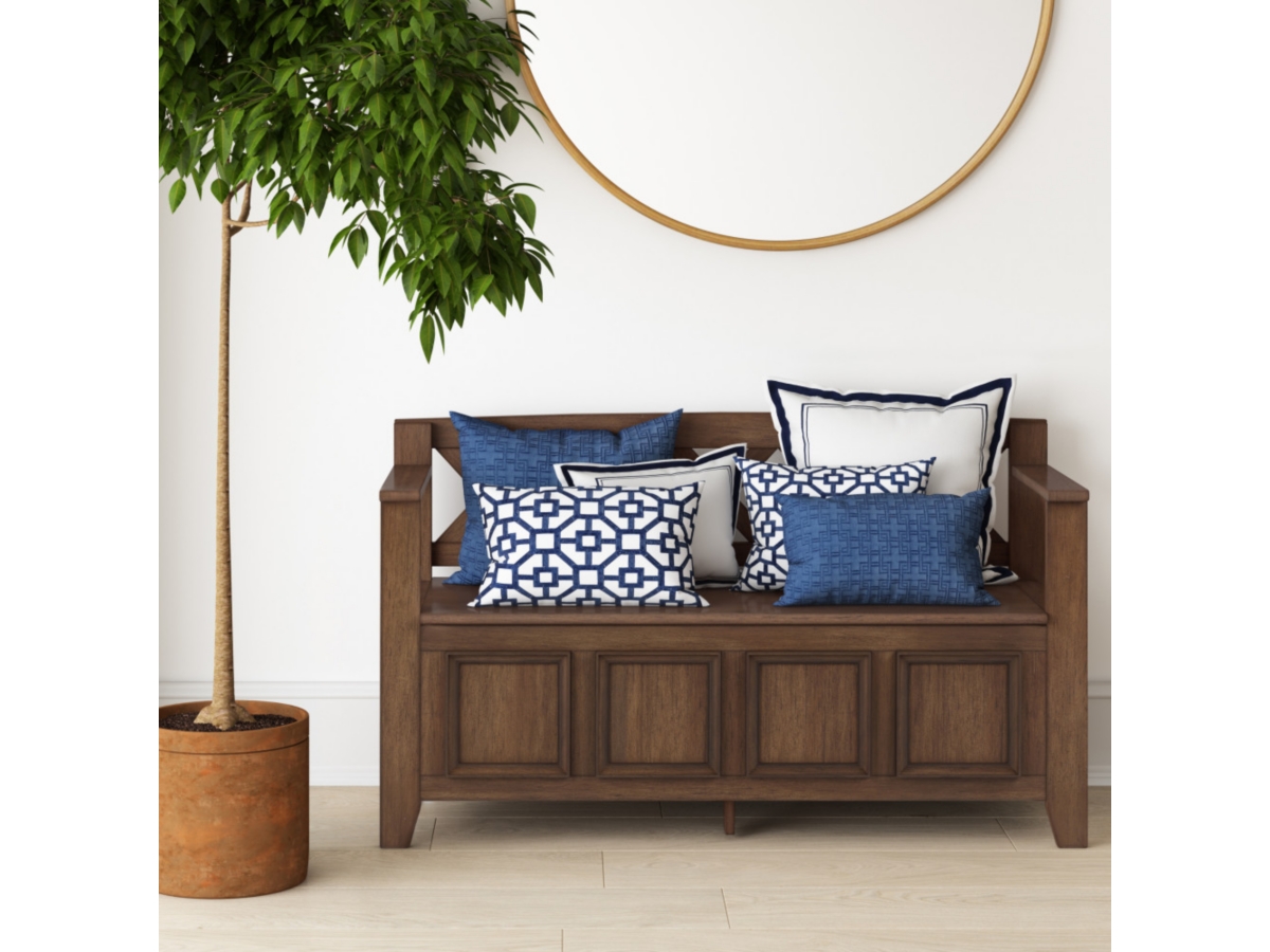 Amherst Rustic Brown Entryway Storage Bench, Brown, large