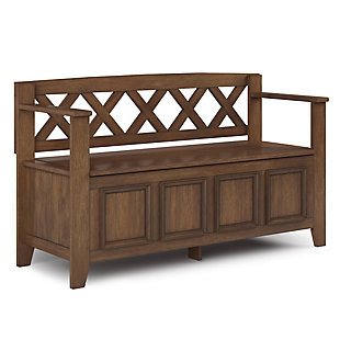 Amherst Rustic Brown Entryway Storage Bench, , large