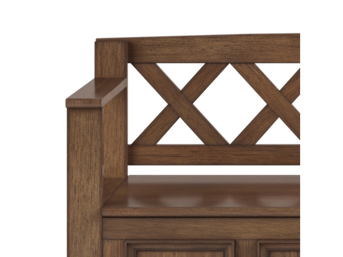 Amherst Rustic Brown Entryway Storage Bench, Brown, large