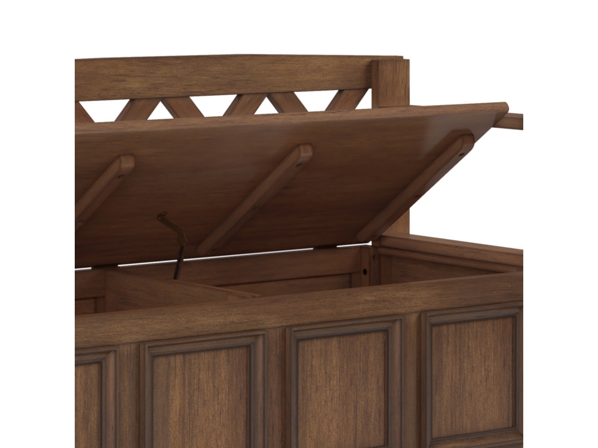 Amherst Rustic Brown Entryway Storage Bench, Brown, large