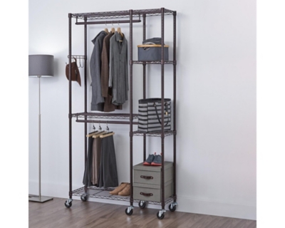 TRINITY 41x14x76 Mobile Closet Organizer, Dark Bronze