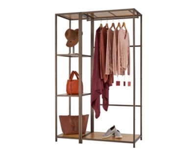 Freestanding Closet Organizer, Garment Rack with 2 Drawers & ShelvesGray in  2023