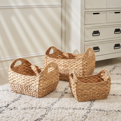 Amelia 3-Piece Assorted Stackable Basket Set with Handles, , large