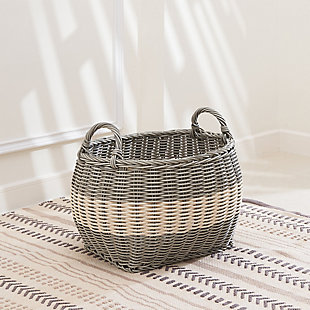 Hannah 20-Inch Oval Resin Basket with Handle (Size Large), , rollover