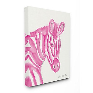 Kids Zebra Pink Watercolor Oversized Stretched Canvas Wall Art By Kait Roberts, 24 X 30, , large