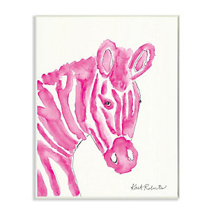 Kids Zebra Pink Watercolor Wall Plaque Art By Kait Roberts, 13 X 19, , large