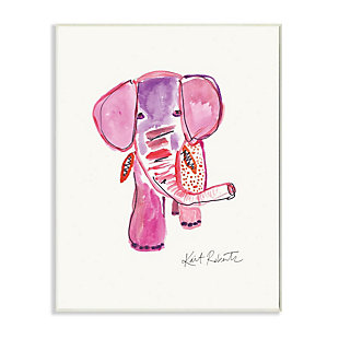 Kids Pink And Red Elephant Watercolor Wall Plaque Art By Kait Roberts, 13 X 19, , large