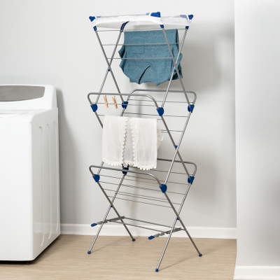 Honey-Can-Do 3 Tier Mesh Top Drying Rack, Metallic