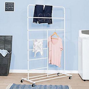 Honey-Can-Do Rolling Multi-Section T-Bar Clothes Drying Rack, , rollover