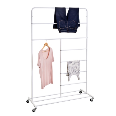 Honey-Can-Do Rolling Multi-Section T-Bar Clothes Drying Rack, , large