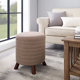 Roone Gray Round Stool, Brown, rollover