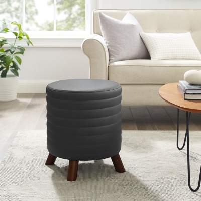 Linon Roone Round Stool, Black