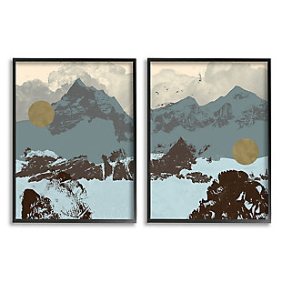 Mountain Range Textures 2-piece Canvas Wall Art 16x20, Blue/Gray, large