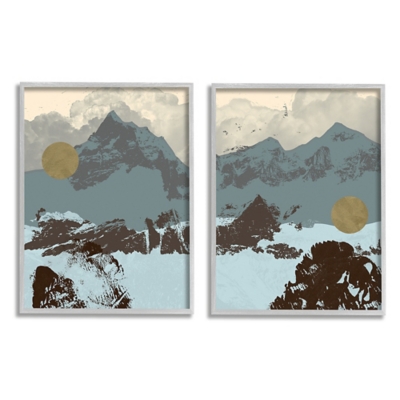 Mountain Range Textures 2-piece Canvas Wall Art 16x20, Blue/Gray, large