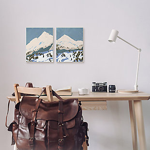 Snowy Mountain Landscape 2-piece Canvas Wall Art 16x20, Blue/Gray, rollover