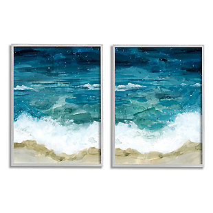 Tide Crash To Shore Watercolor 2-piece Canvas Wall Art 16x20, Blue, large