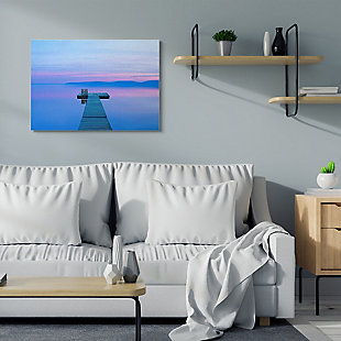 Lake Dock Landscape Photograph 30x40 Canvas Wall Art, Blue, rollover