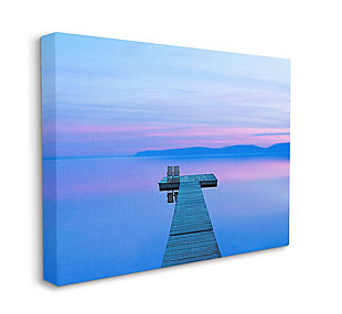 Lake Dock Landscape Photograph 30x40 Canvas Wall Art, Blue, large