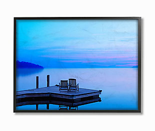 Lake Landscape Photograph 16x20 Black Frame Wall Art, Blue, large