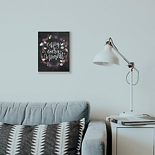 Enjoy Every Moment Flower Wreath 10x15 Wall Plaque, Black, rollover