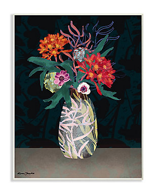 Flower Vase 10x15 Wall Plaque, Black, large