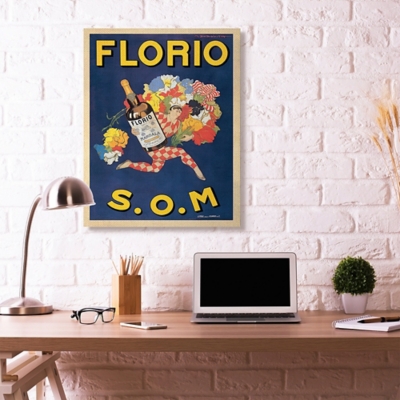 Florio Vintage Poster Drink Design 36x48 Canvas Wall Art, Blue, rollover