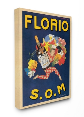 Florio Vintage Poster Drink Design 36x48 Canvas Wall Art, Blue, large