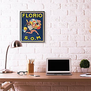 Florio Vintage Poster Drink Design 24x30 Black Frame Wall Art, Blue, rollover