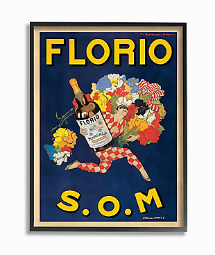 Florio Vintage Poster Drink Design 24x30 Black Frame Wall Art, Blue, large