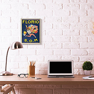 Florio Vintage Poster Drink Design 16x20 Gray Frame Wall Art, Blue, rollover