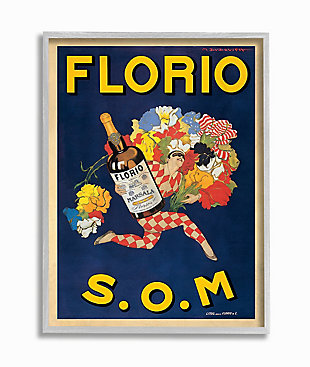 Florio Vintage Poster Drink Design 16x20 Gray Frame Wall Art, Blue, large